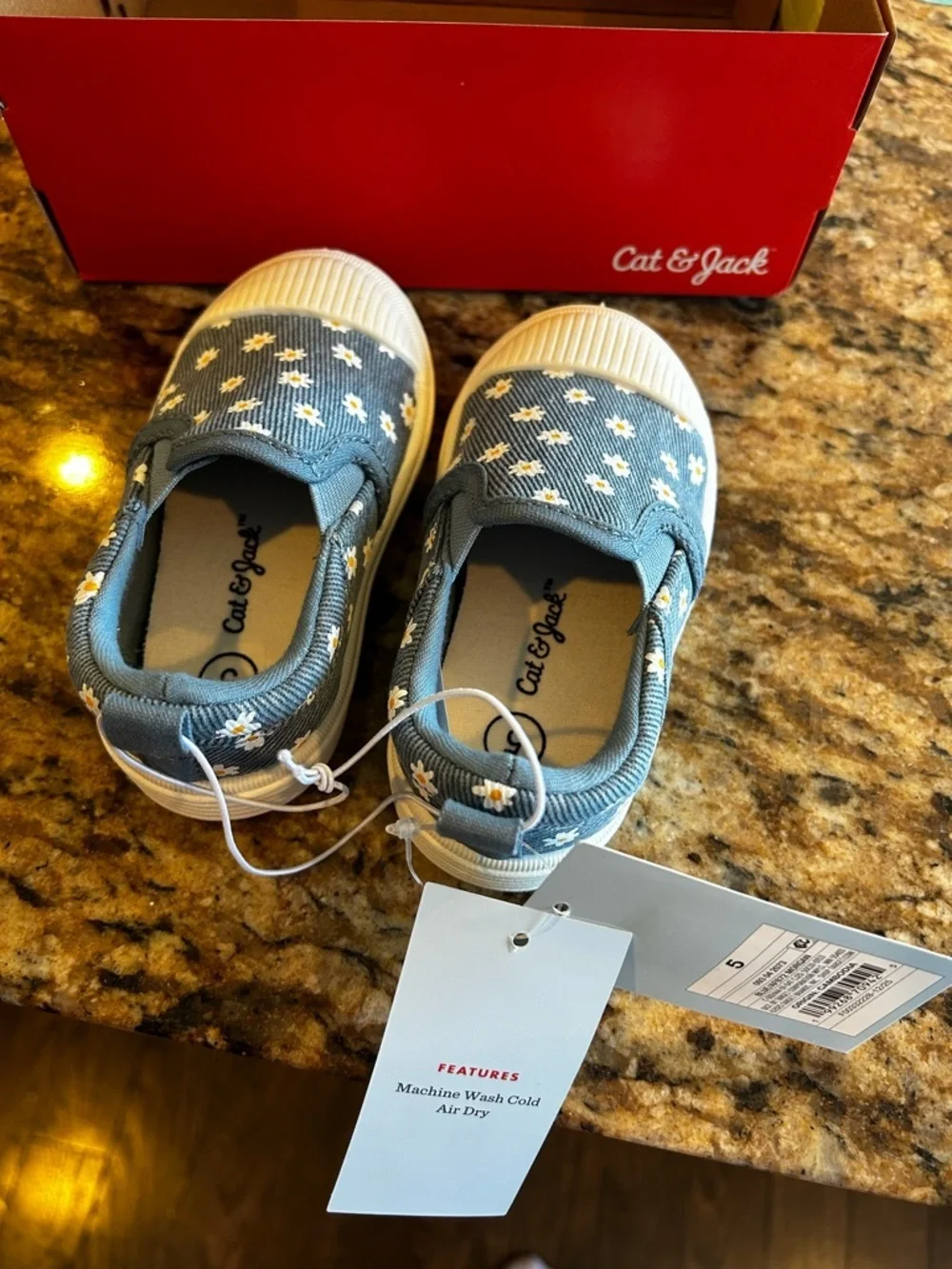 Cat & Jack Blue Daisy Slip-On Sneakers for Kids